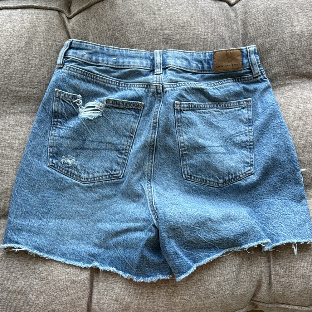 American Eagle Blue Jean Shorts Distressed High-Waisted - Picture 5 of 5